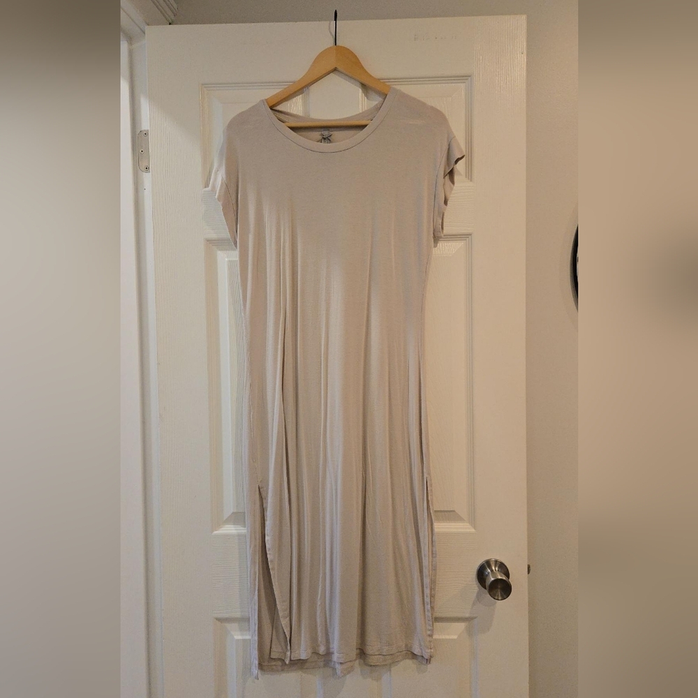 Beige Short Sleeve Maxi Dress